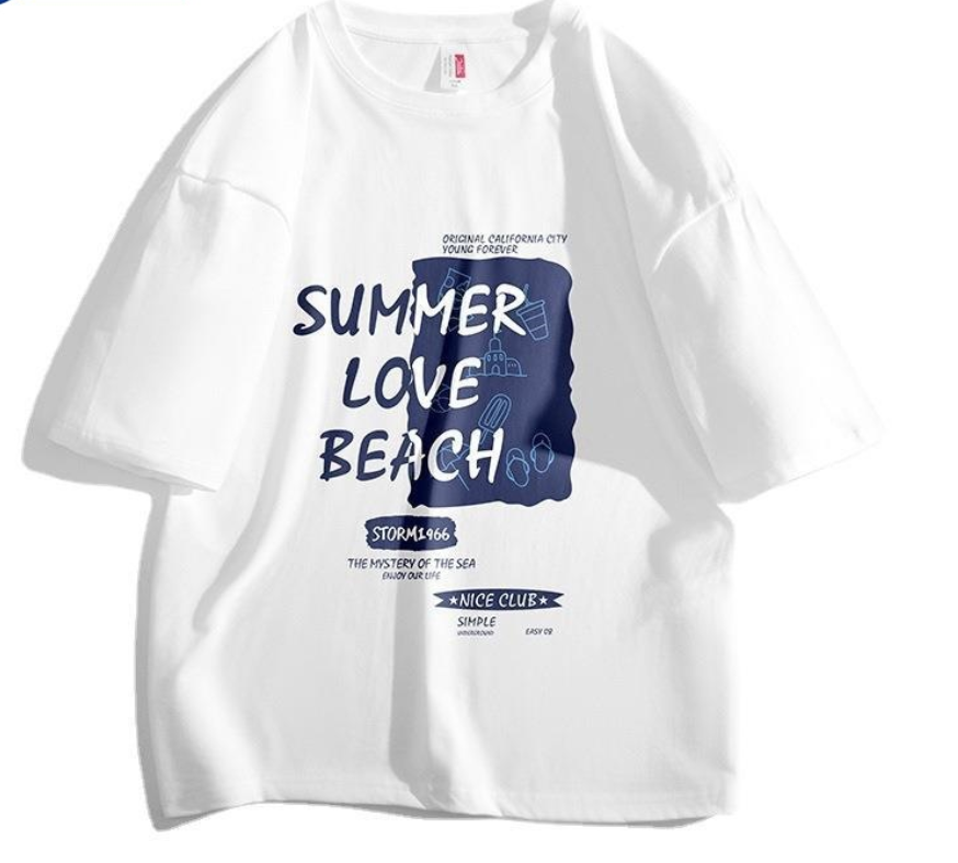 Fashion printed solid color T-shirt