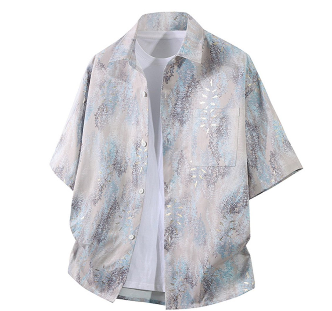 Fashion printed solid color T-shirt