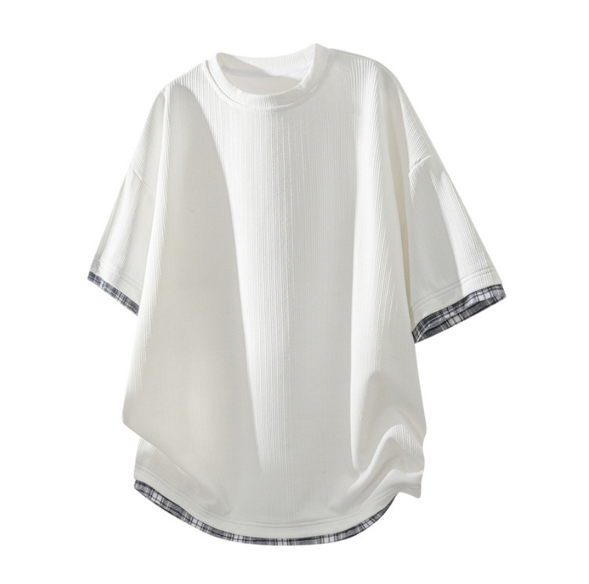 Fashion printed solid color T-shirt